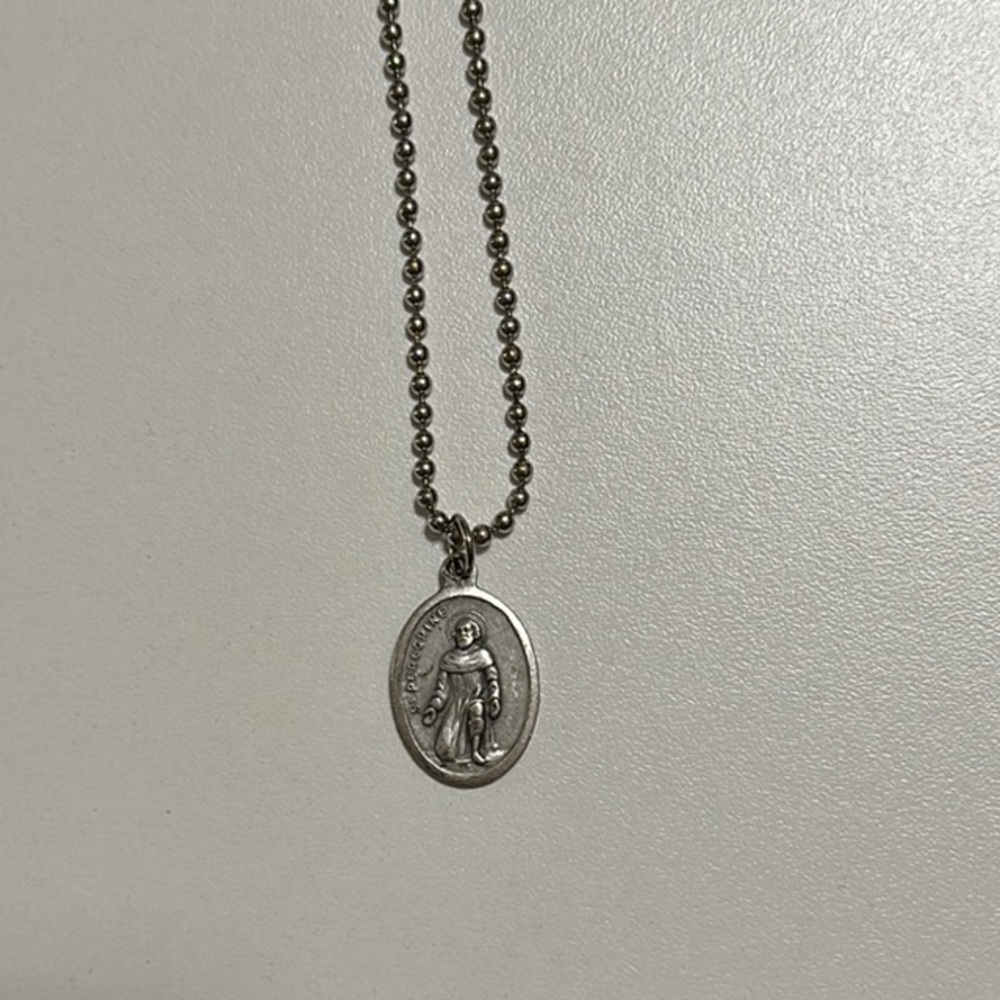 Minimalist Silver St. Peregrine Teardrop Pendant Necklace